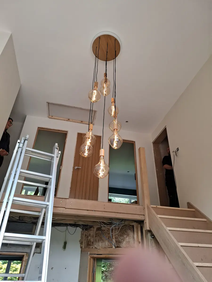 Cascading multi-drop Edison chandelier