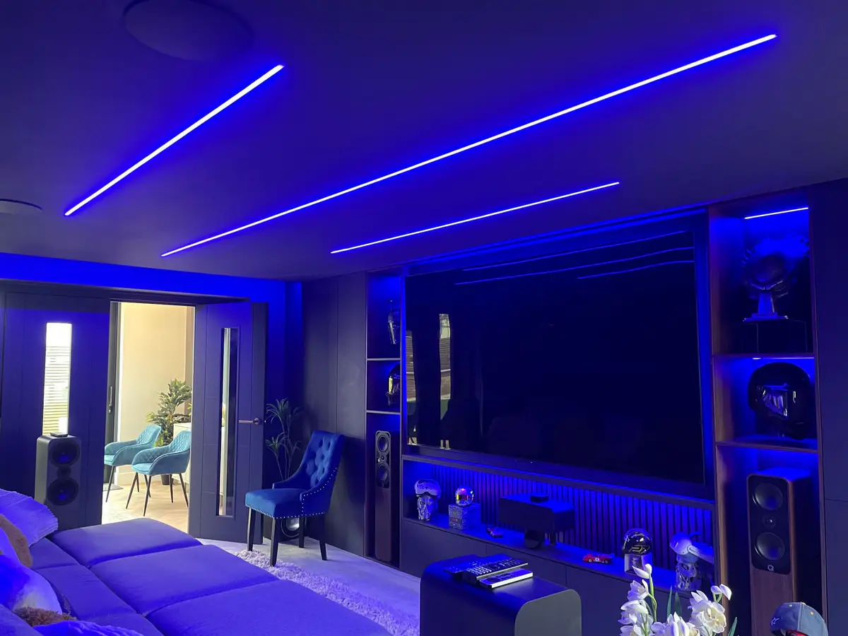 Home cinema linear LED ceiling lighting